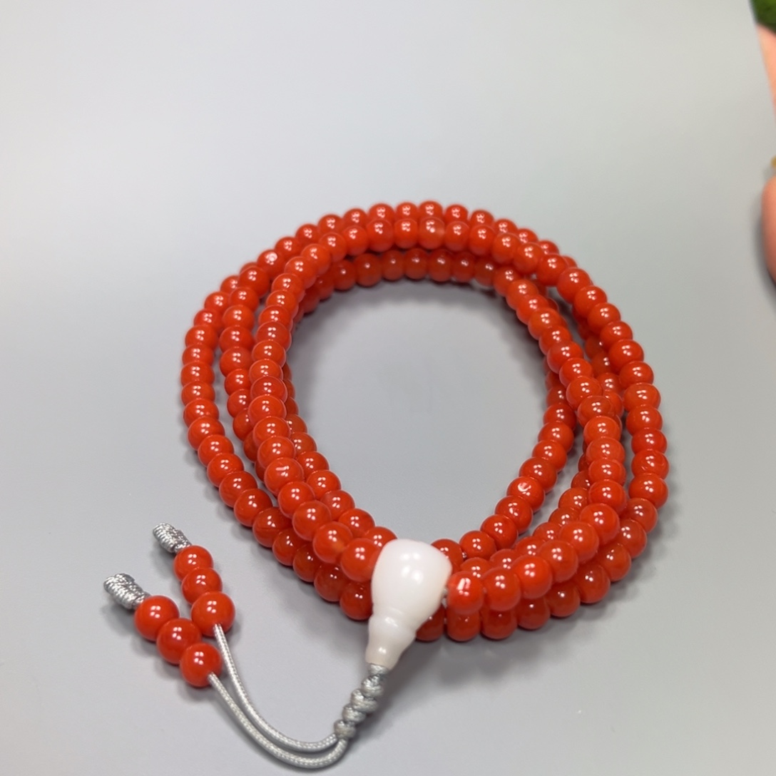 南红玛瑙柿子红多圈4mm老型珠冷水河未镶嵌