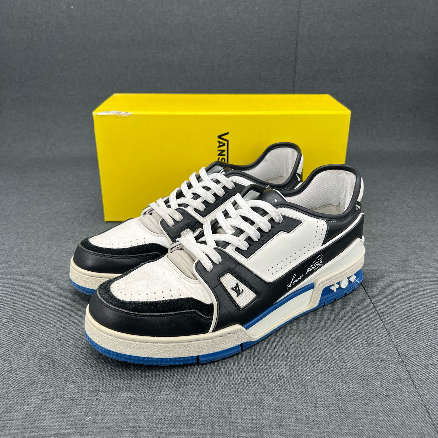 90新 LouisVuitton/路易威登 码数41lv trainer 黑蓝藤原浩 