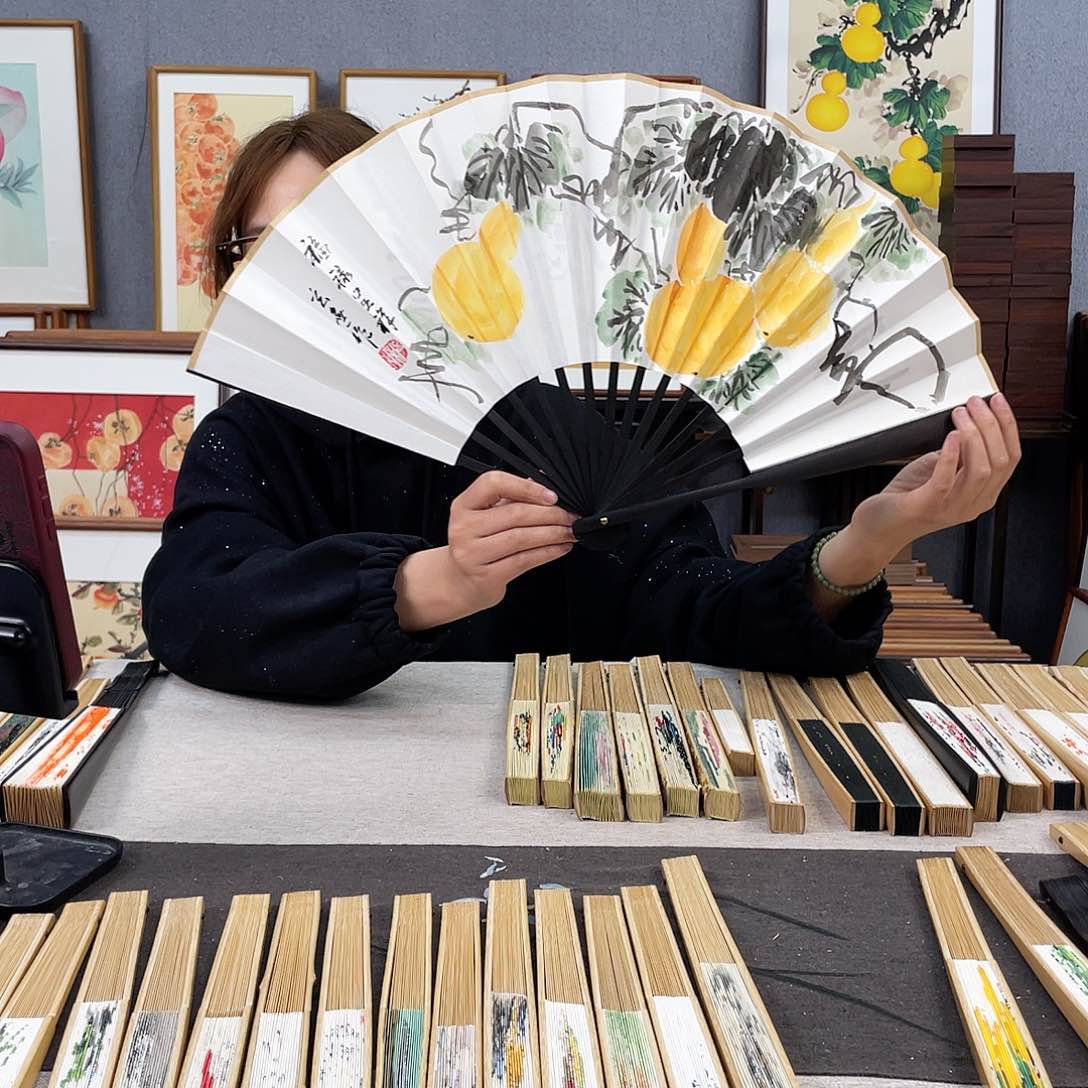 国画福利折扇带中玉扇骨（默认粘好发出）