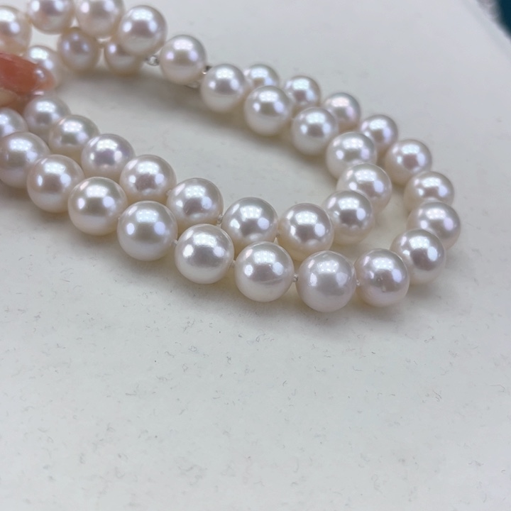 淡水珍珠颈饰银S925镶嵌10-11极光青粉高品