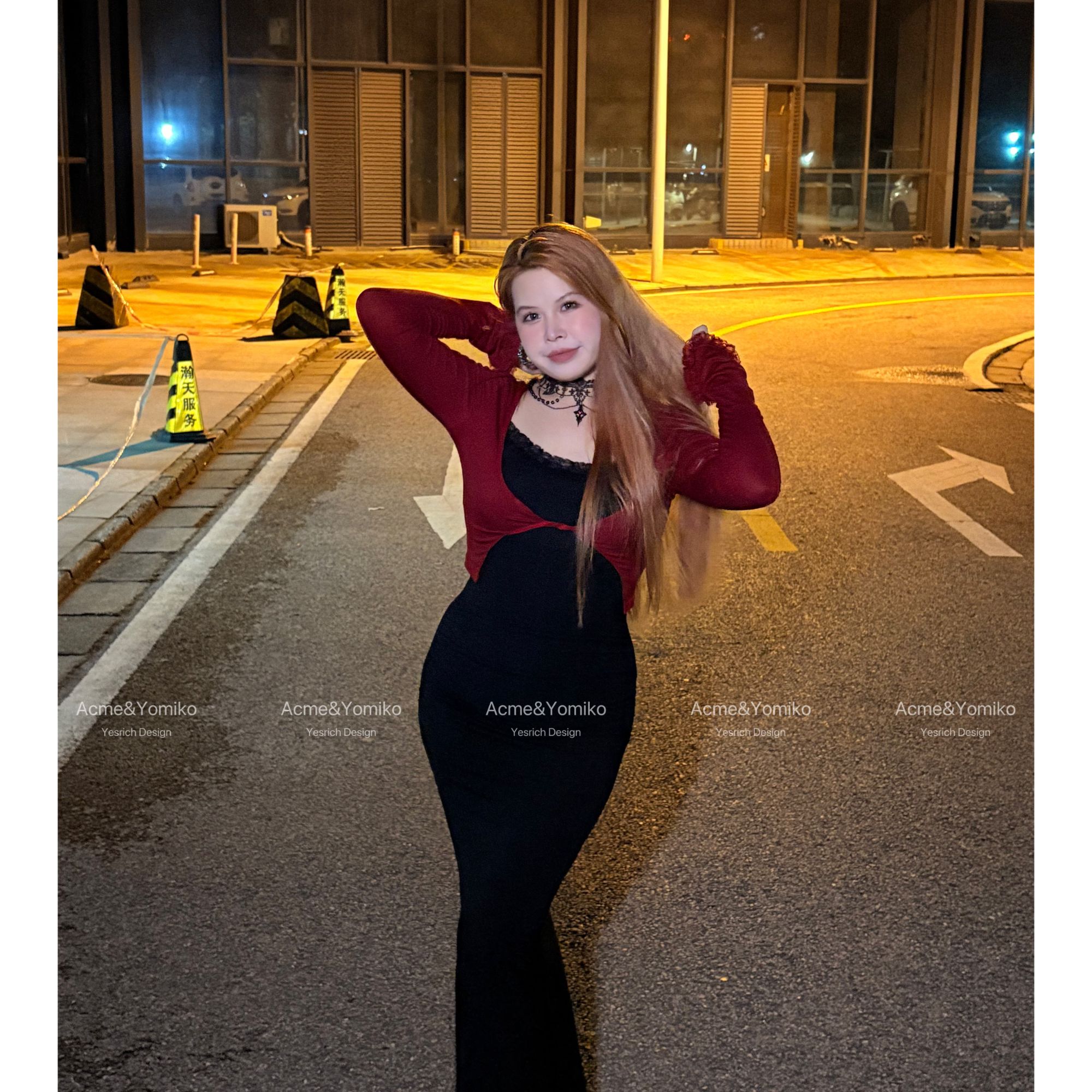 血液供给 纯欲性感欧美风扭结设计复古撞色大码连衣裙G279/G280