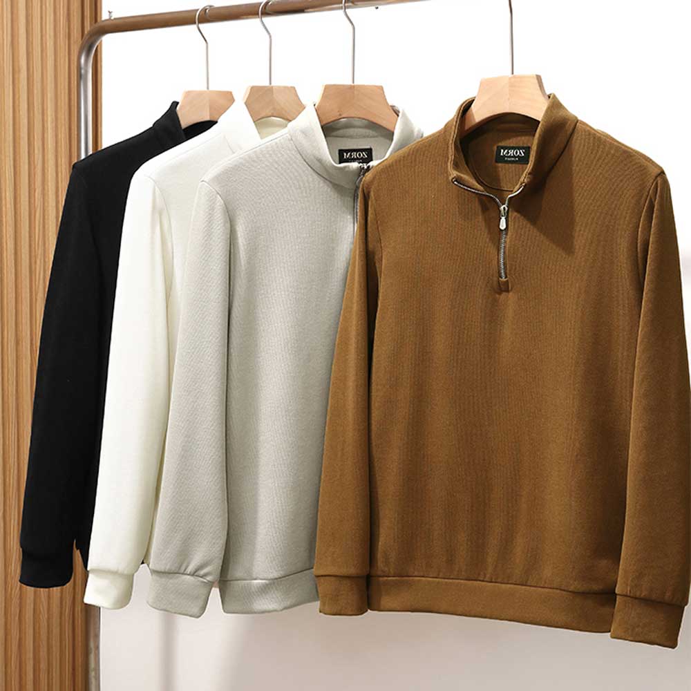 经典高级男轻商务半拉链加绒保暖发热长袖秋冬常规卫衣百搭上衣