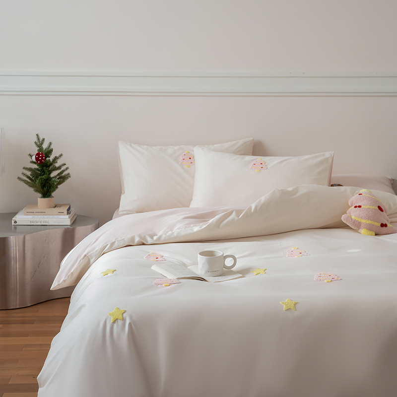 小清新 卡通童话系列长绒棉全棉贡缎可爱毛巾绣四件套高支高密