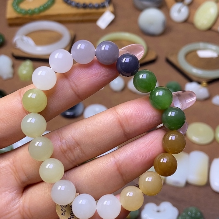 和田玉未镶嵌手链和田玉精品多宝10m