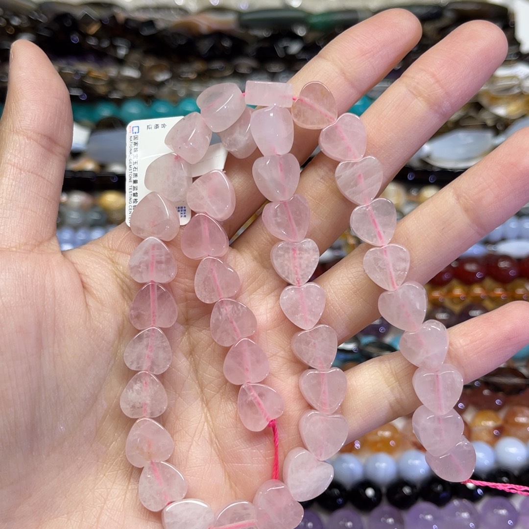 玛瑙/玉髓散珠天然粉水卡10长条38厘米