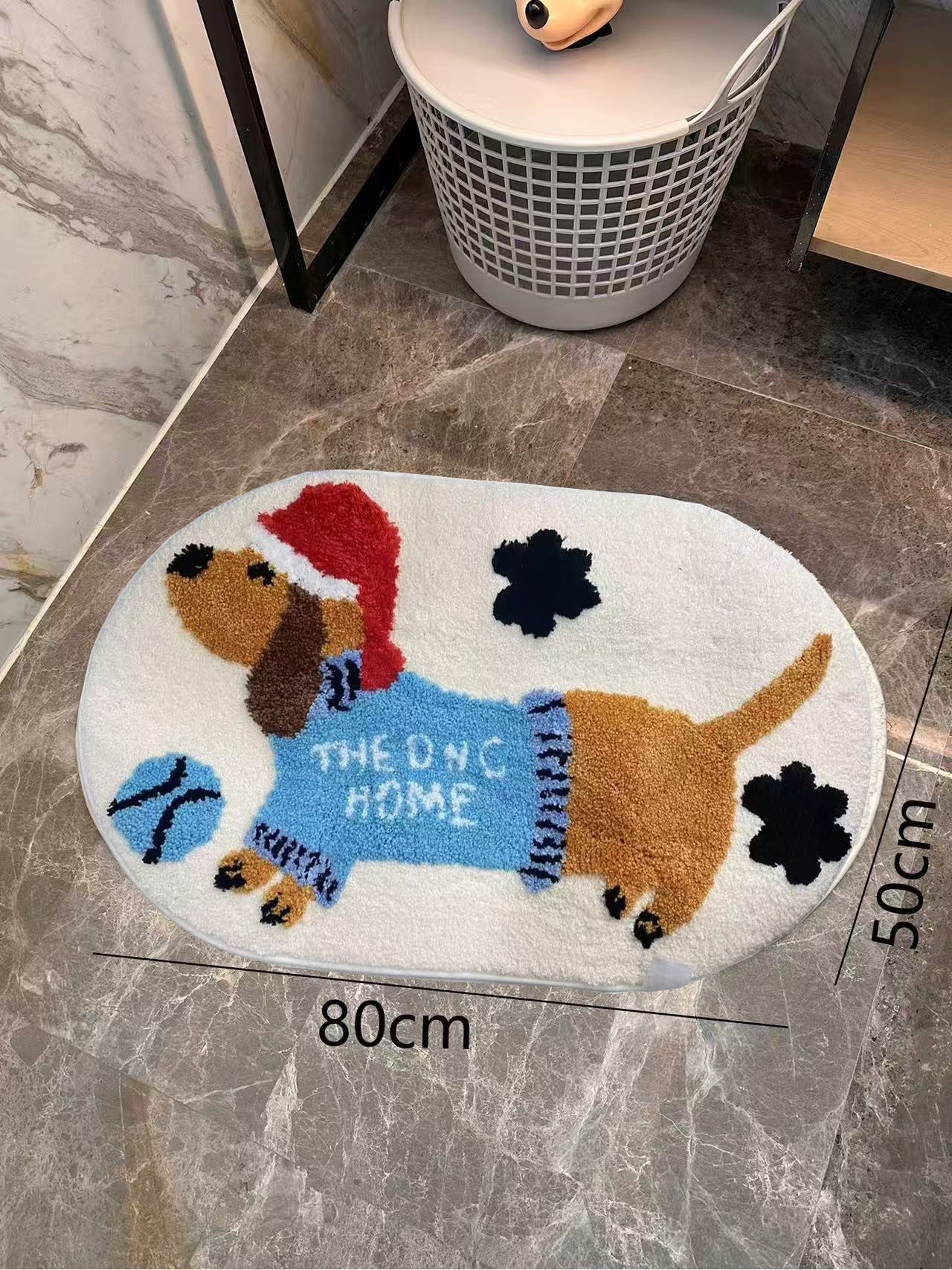 【同款低价】可爱卡通腊肠狗浴室吸水垫加厚植绒可机洗防滑地毯