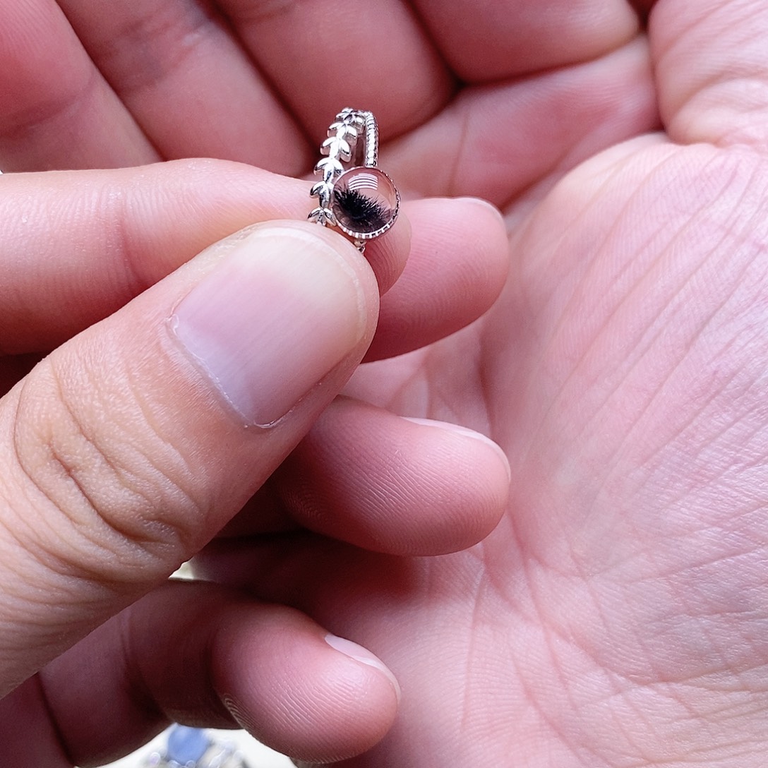 花***鼠银S925镶嵌戒指水晶天然水晶戒指