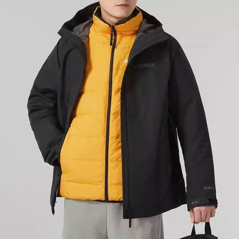 （直播断码专属）正品Adidas男款休闲三合一可拆卸鹅绒羽绒服IL8972