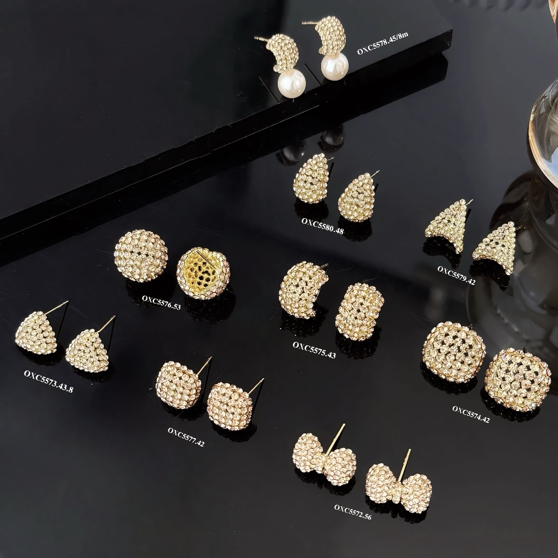 铜合金合成锆石耳饰 丽贝丽影银针耳钉气质耳环镀金美讯丽银新款