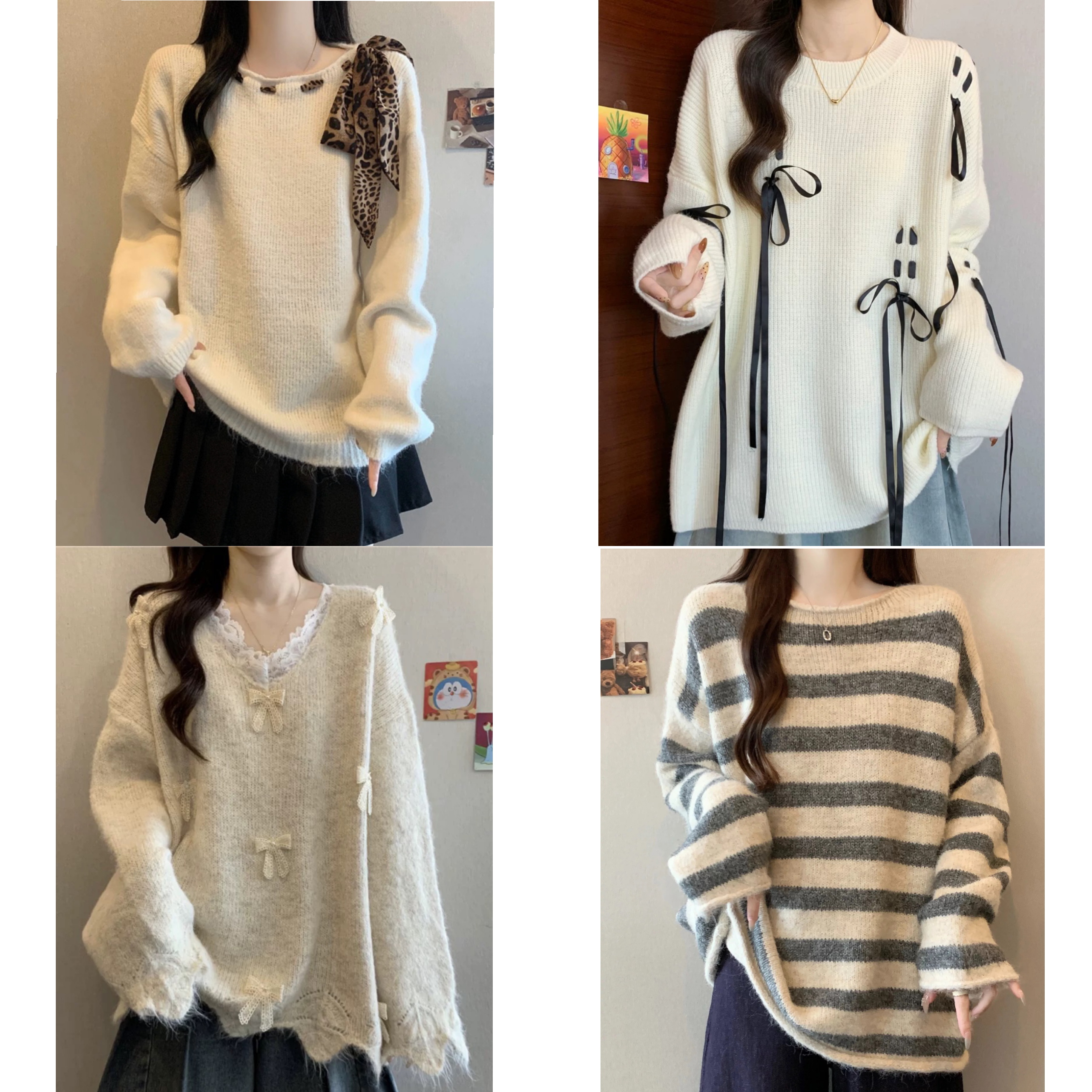 【E201到E400号在这里】源头韩代新款慵懒风毛衣外套女