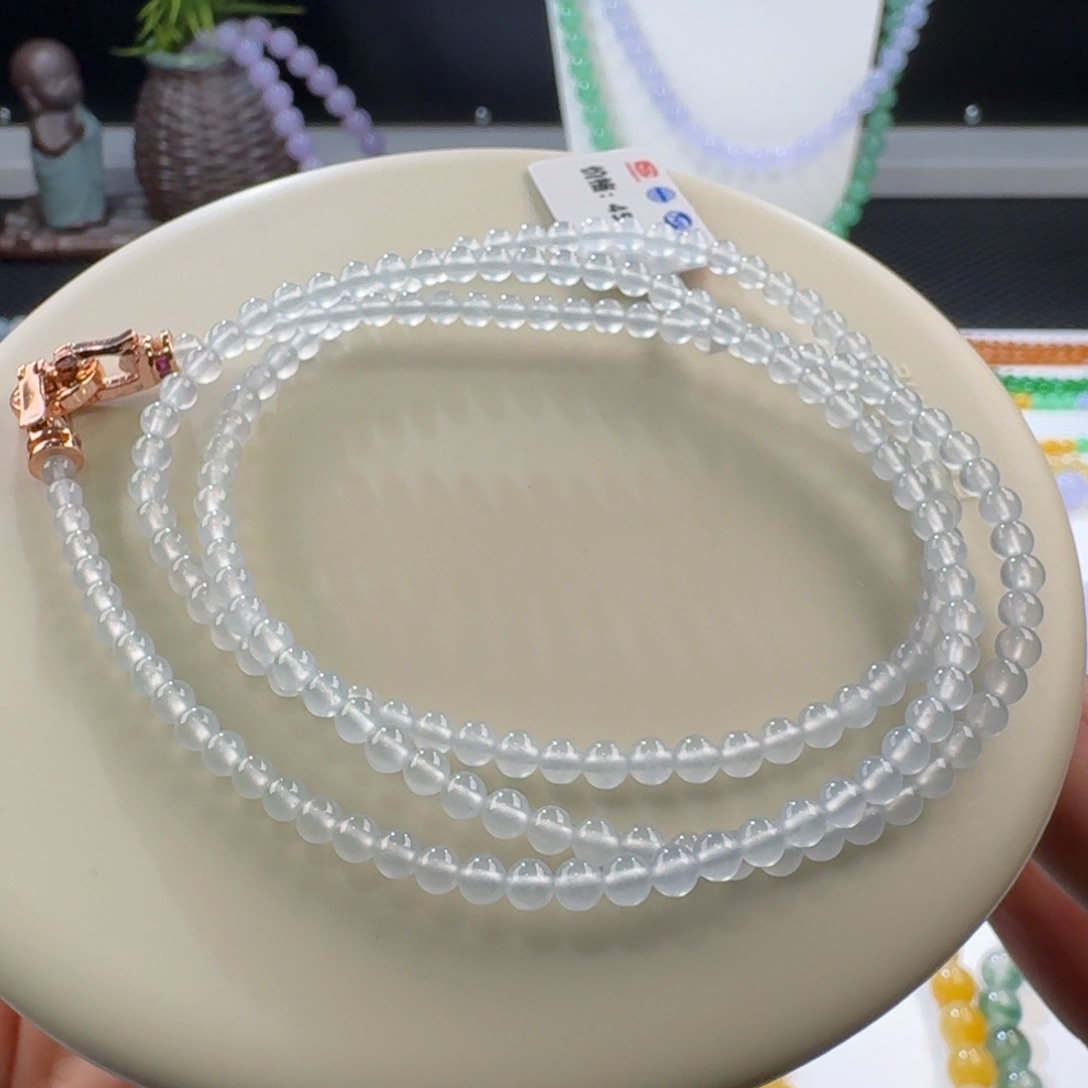 翡翠手链未镶嵌高冰玻白月光辣3.6圈粉大漏！