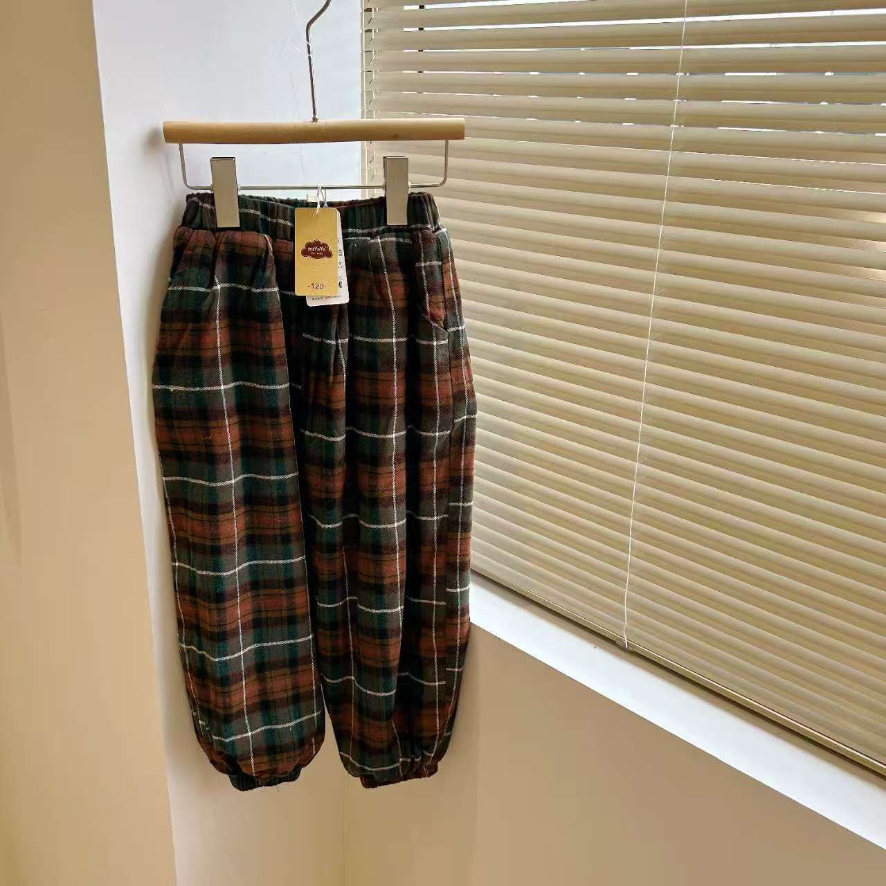 D300 男童 女童 儿童 秋冬 加绒 休闲裤 格子裤 裤子 长裤