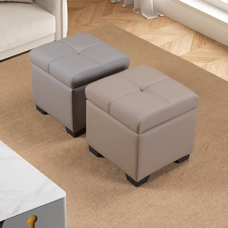 皮凳储物凳子收纳凳可坐轻奢实木矮凳高级感家用沙发凳门口换鞋凳