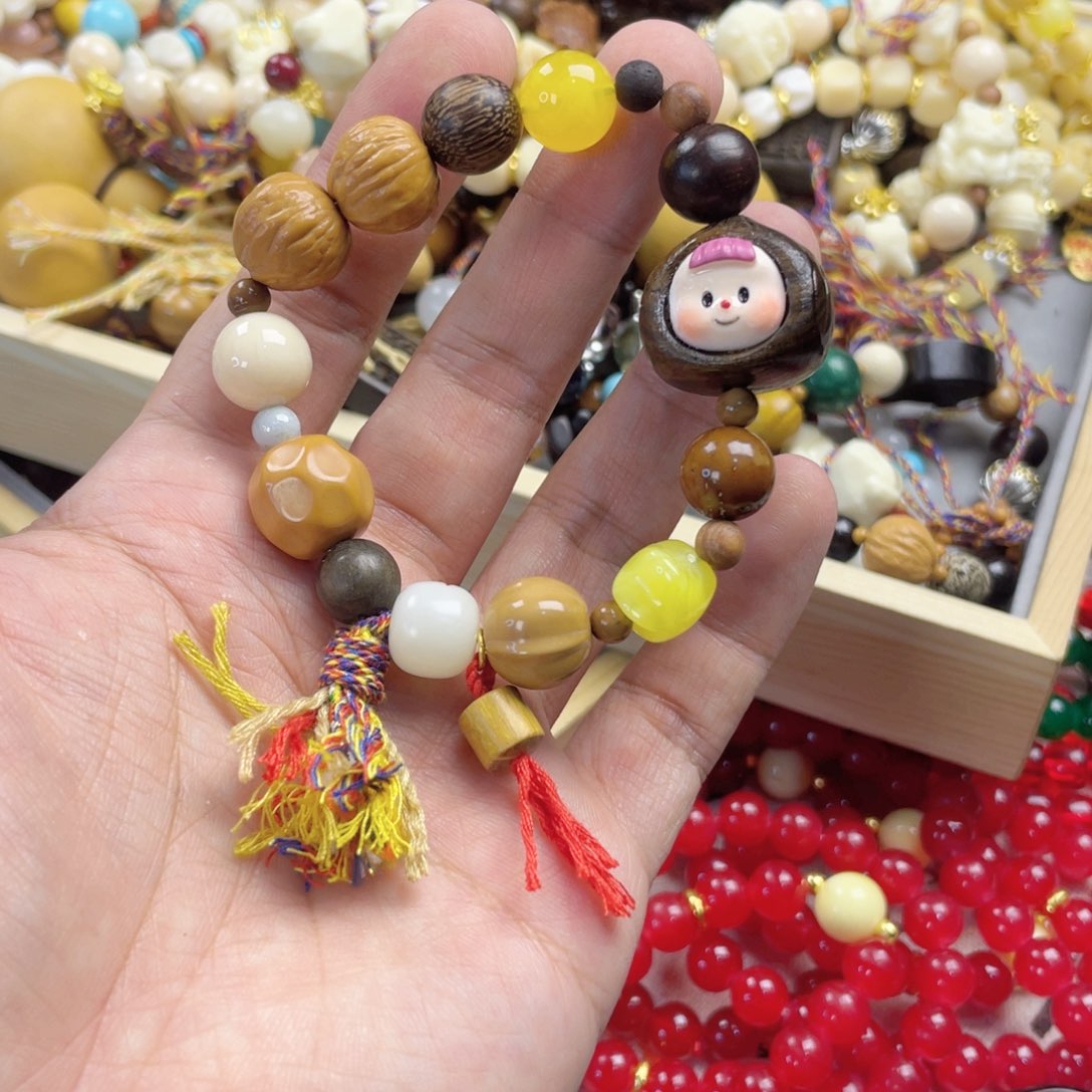 檀香紫檀（小叶紫檀）手串银S925镀金镶嵌