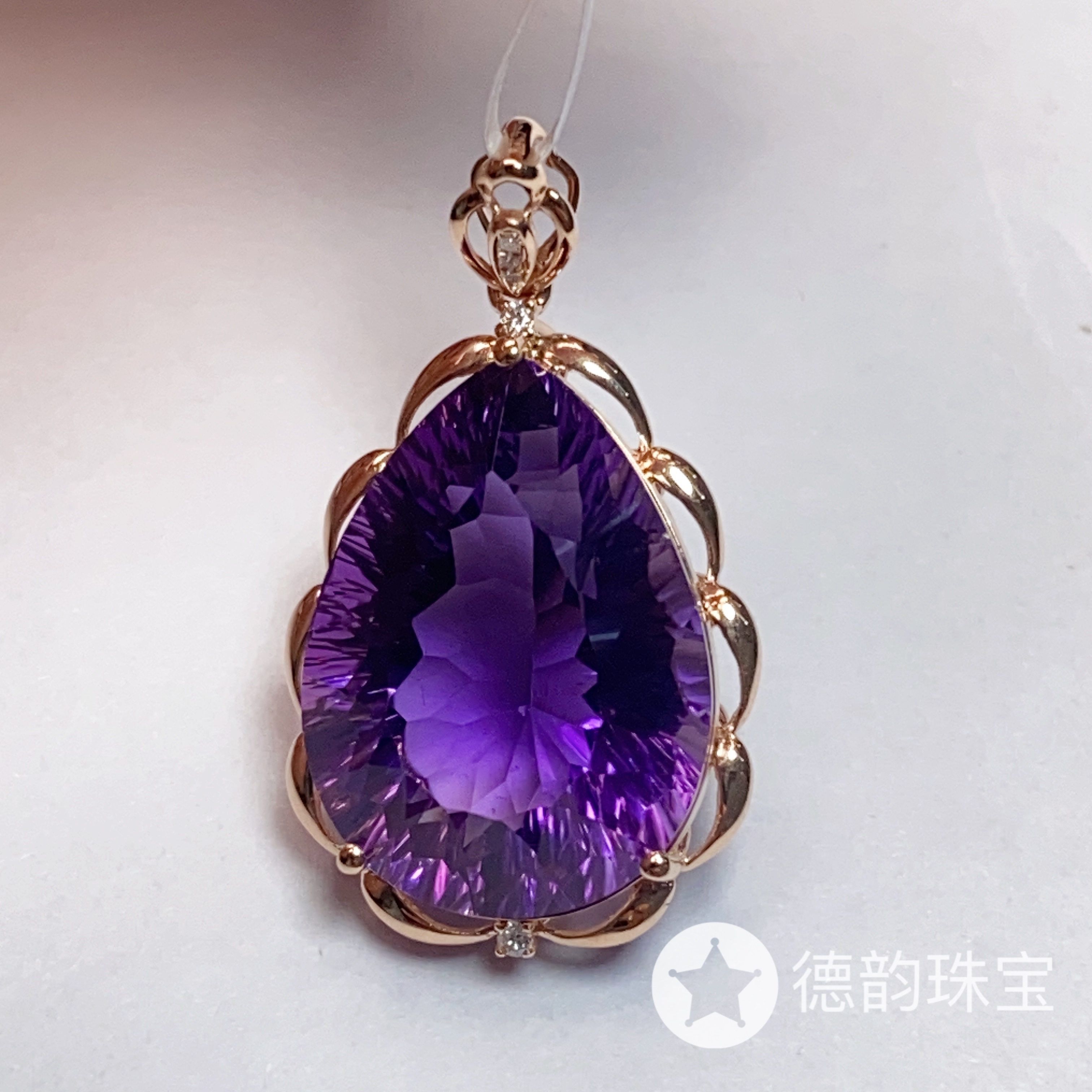 18K金镶嵌紫晶吊坠