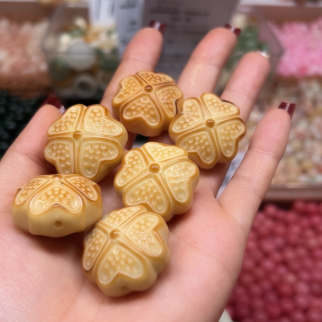 手串菩提根/象牙果微瑕炭烤四草3颗有裂