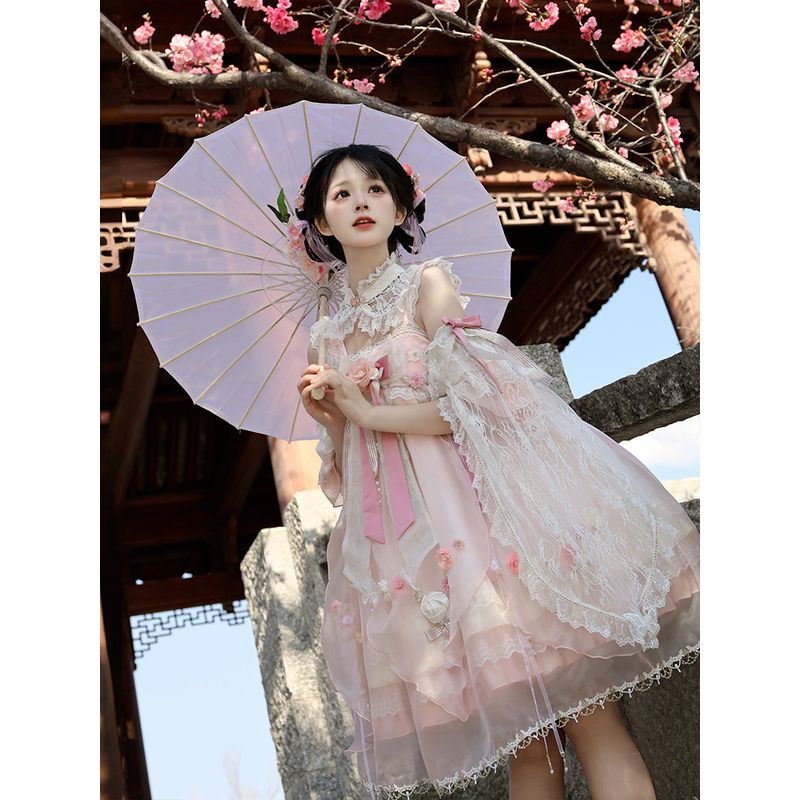 实体店现货Alice girl原创款 Lolita蝶语 中华风蝴蝶结吊带连衣裙