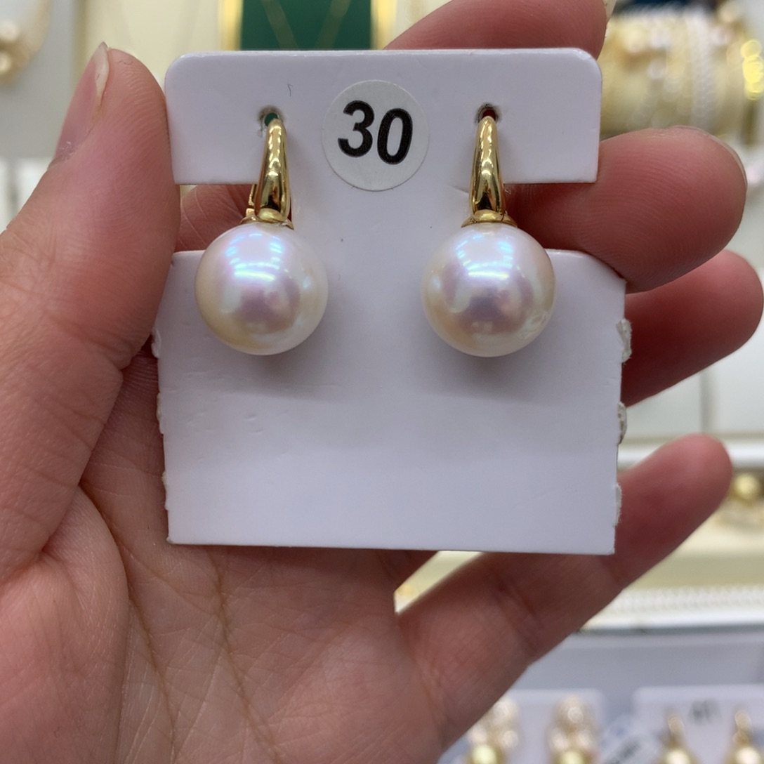 淡水珍珠耳饰18K金镶嵌