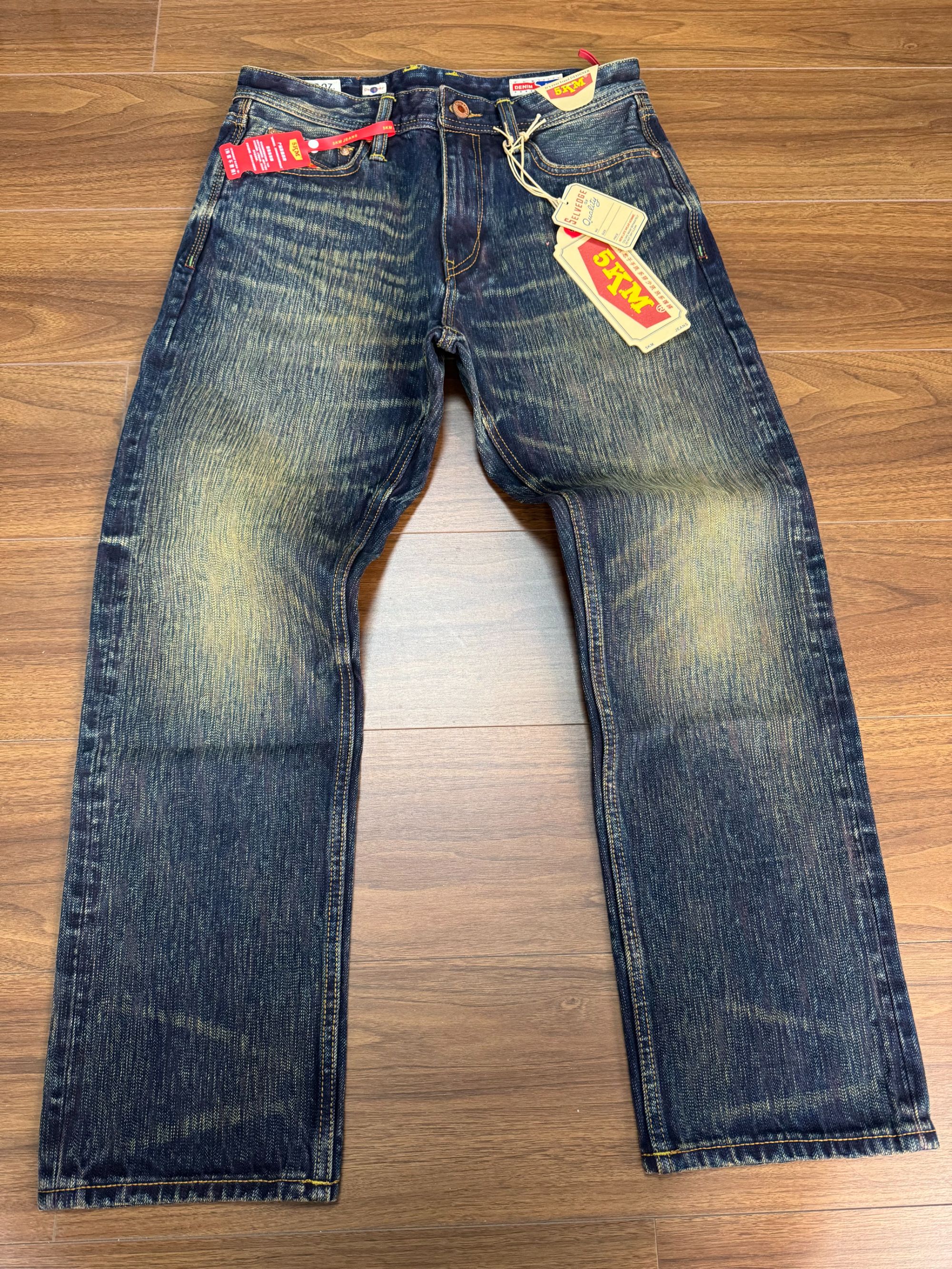 【顺丰包邮】日系进口岗山棉20盎司重磅双染赤耳单宁宽松直筒牛仔裤