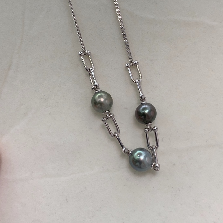 银S925镶嵌套链海水珍珠