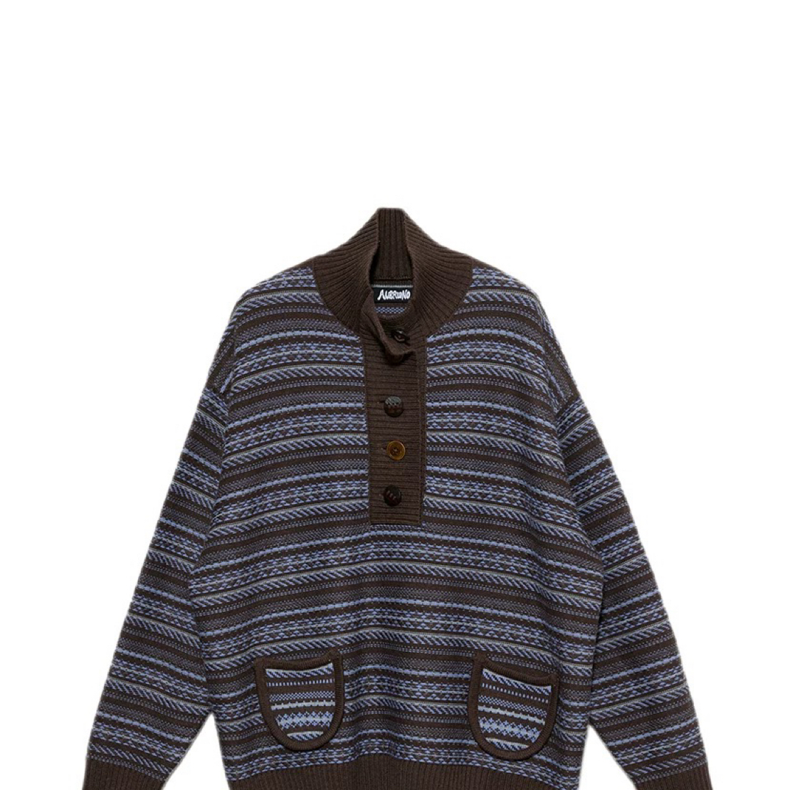 【新品】AUB25AW 翻领费尔岛口袋毛衣宽松立领男女同款秋冬学院风