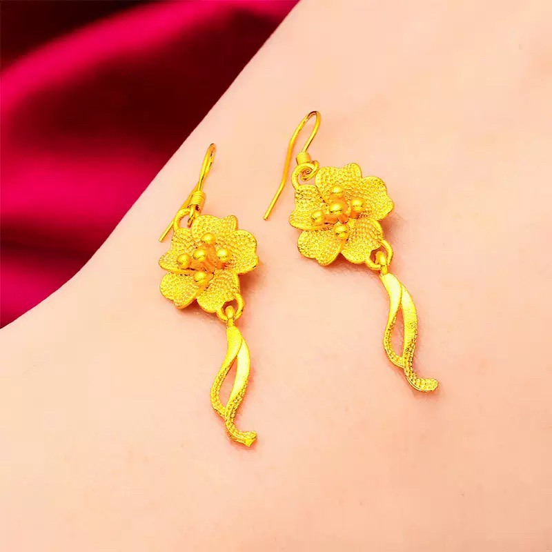 铜合金仿珍珠耳饰 时尚潮流花瓣流苏气质款耳坠