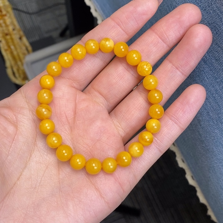 蜜蜡手链未镶嵌橘****柚天然无优化琥珀蜜蜡
