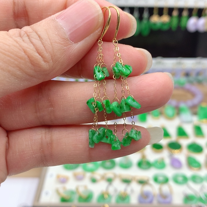 翡翠18K金镶嵌耳饰