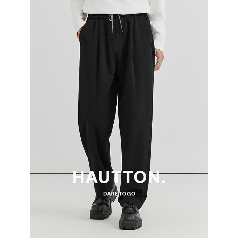 长裤垂感男士简约风男裤子宽松直筒阔腿休闲裤束脚西裤973XX4136