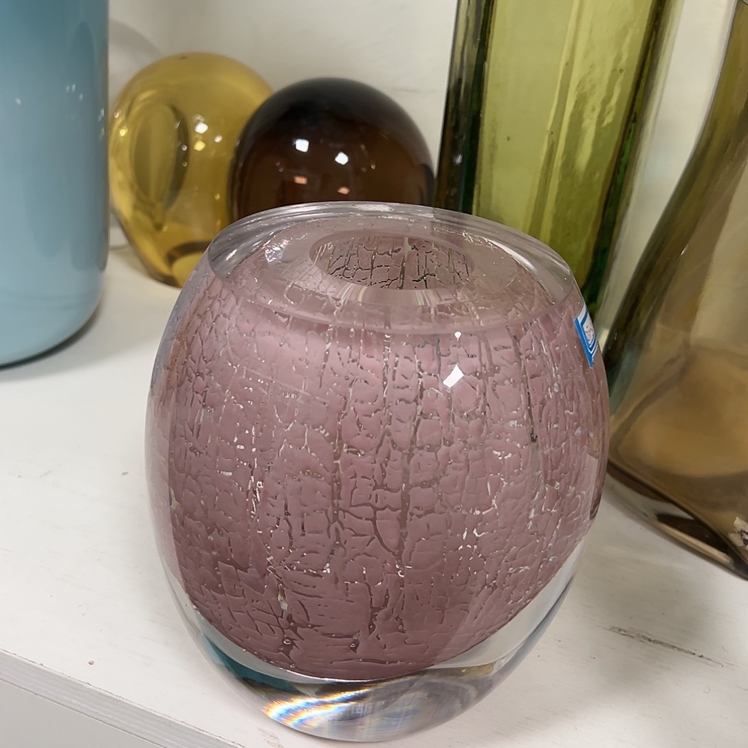 琉璃高19轻奢琉璃花器正常手工痕迹