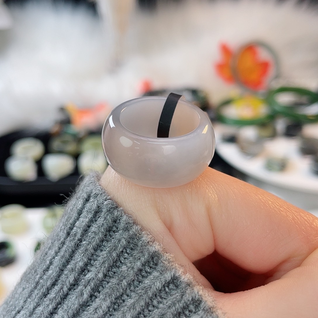 @***子和田玉未镶嵌戒指k14烟紫墩墩17.9mm