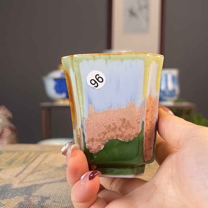 摆件景德柴烧茶杯多人