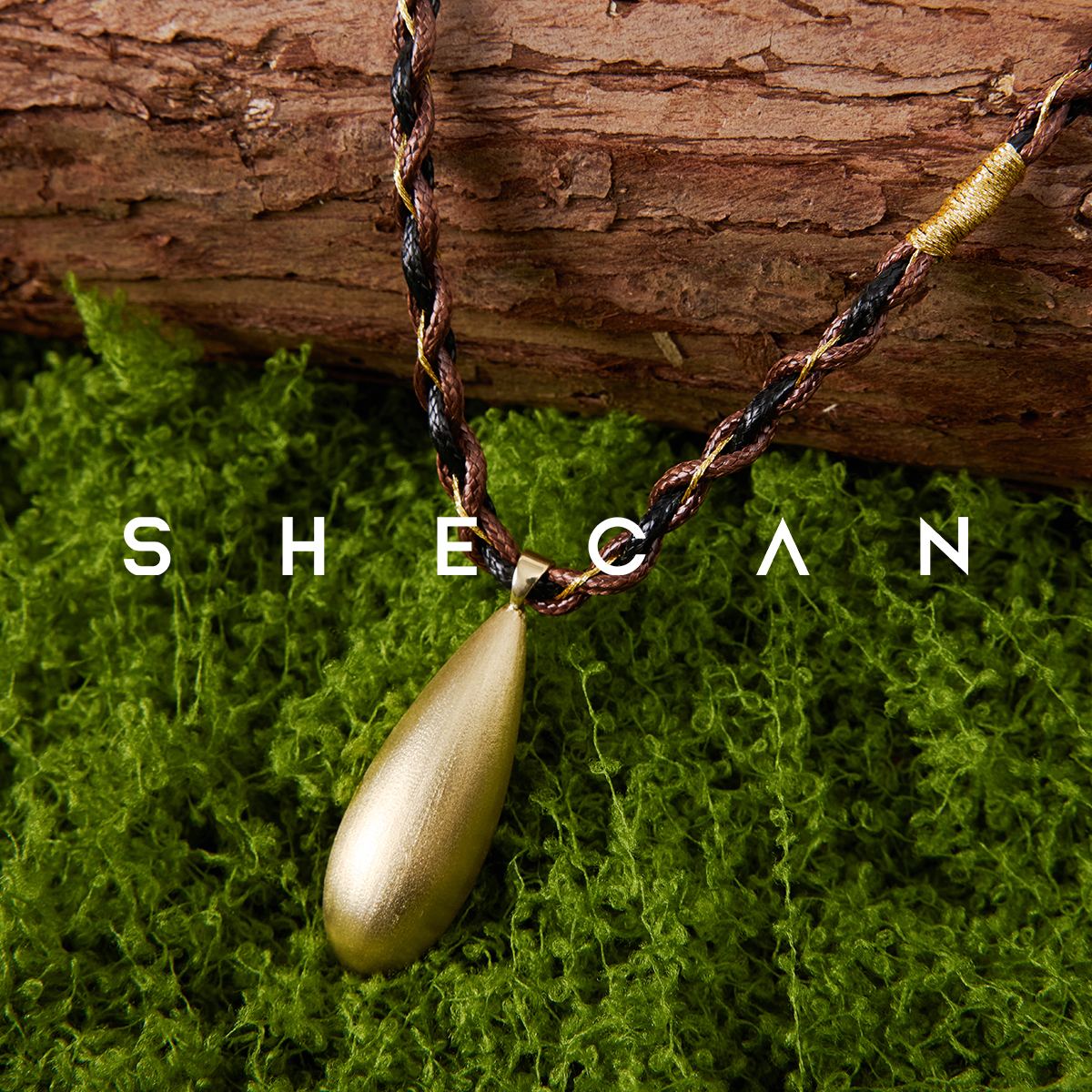 纯铜棉绳项链 SHECAN【金瓜子】复古美拉德风饰品金色坠链5DC054