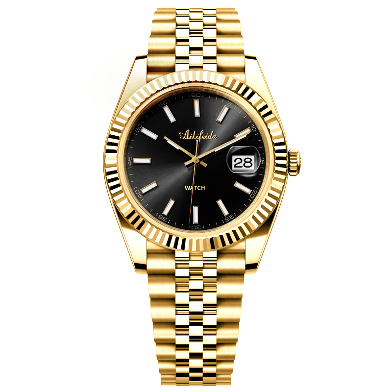 【专柜正品】钢带黑冰糖色日志男士手表大背透防水夜光日历