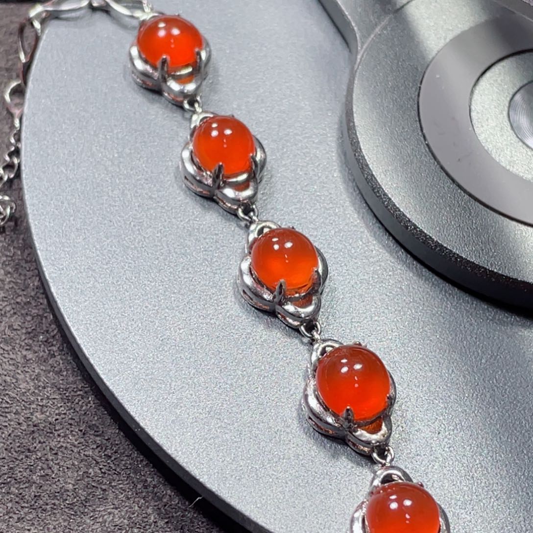 南红玛瑙项链银S925镶嵌