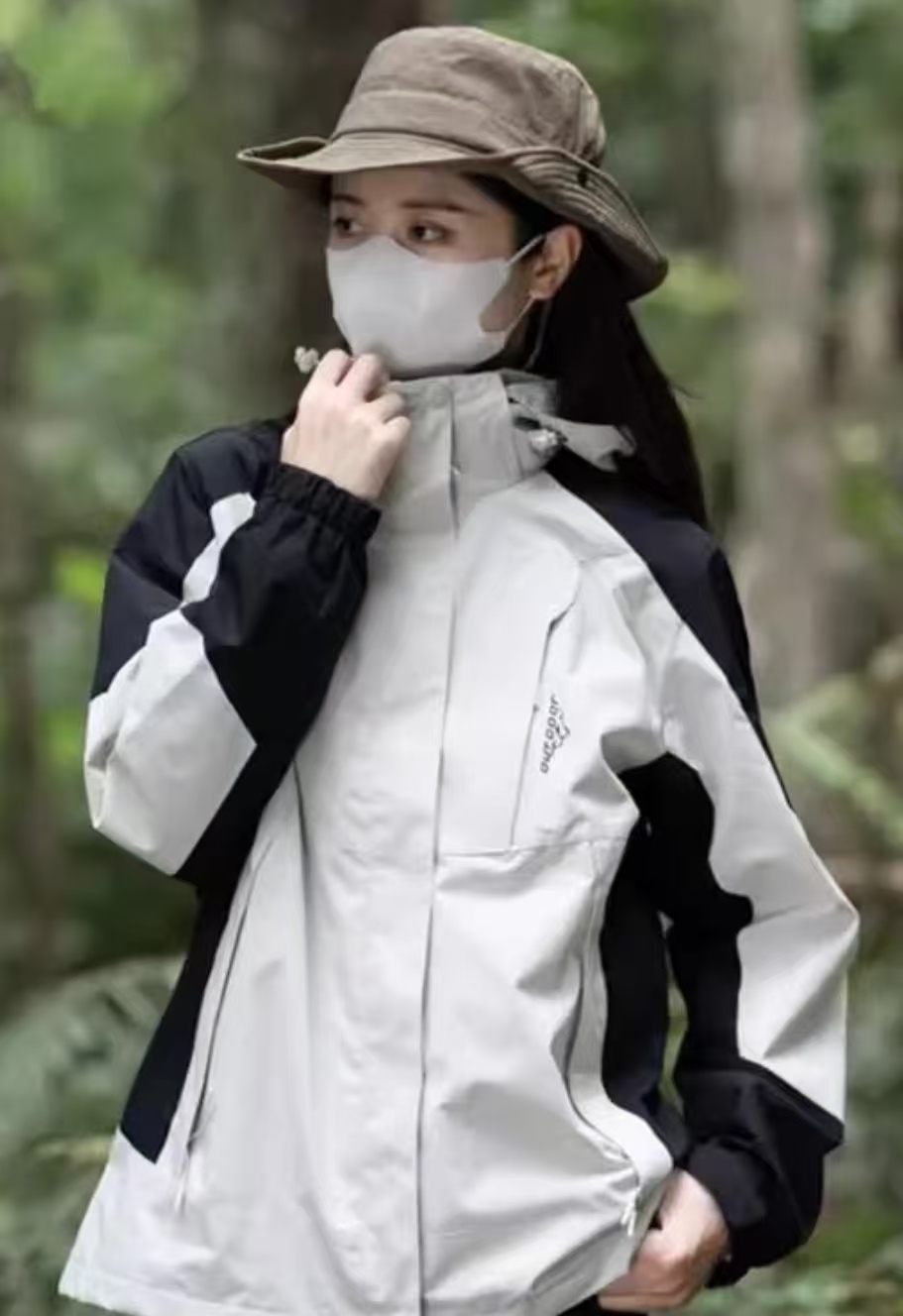 防水免烫冬季防风免烫处理夹克透气外套拼色休闲加厚