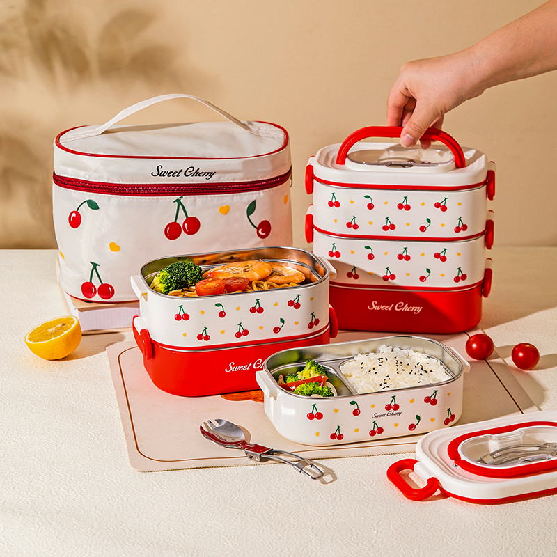 摩登主妇304不锈钢保温饭盒微波炉加热上班族便当盒分格带饭餐盒