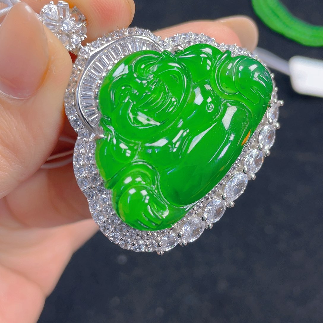 翡翠吊坠(不含链)银S925镶嵌