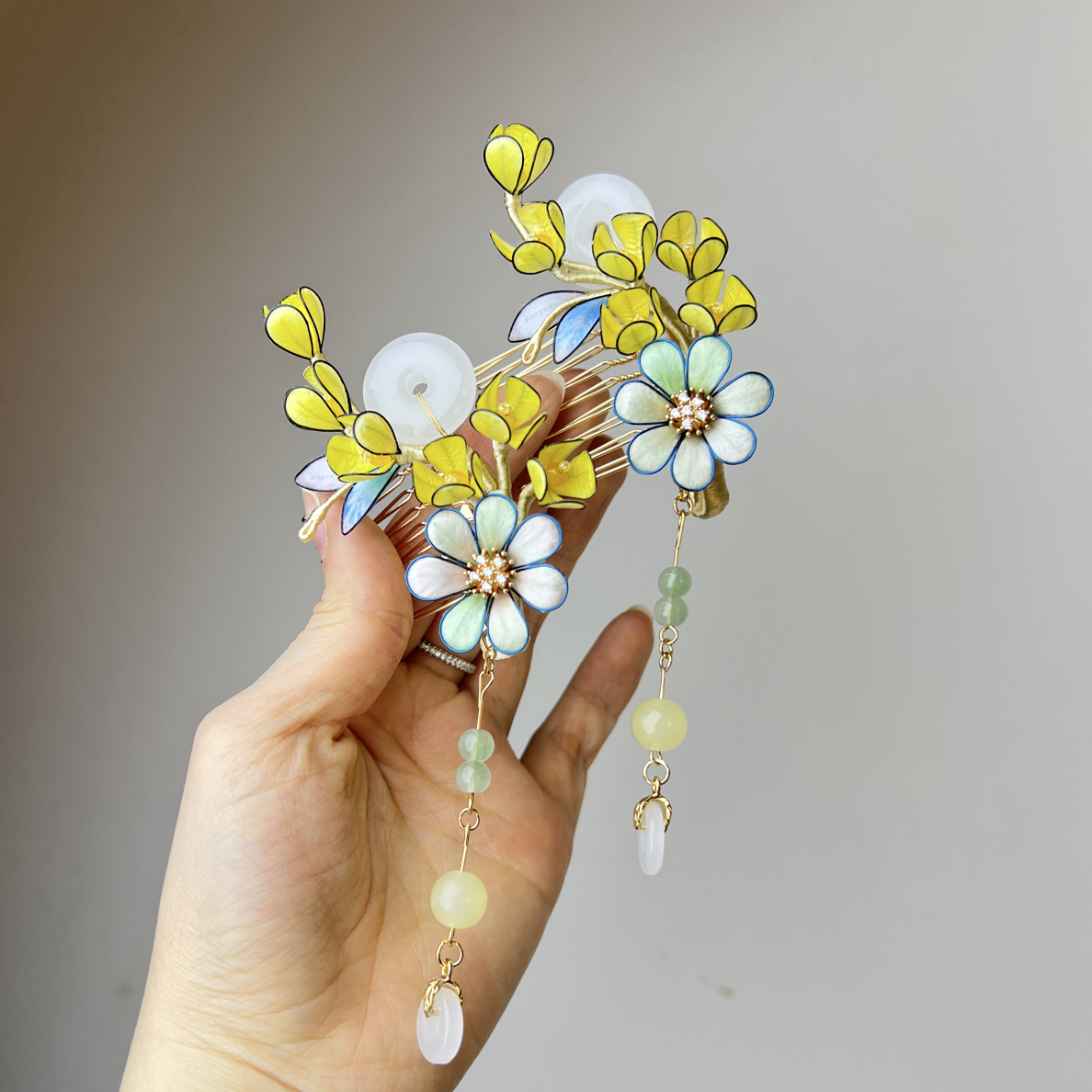 纯手工非遗绒花掐丝发簪 No退No换 复古精致簪子日常佩戴挽发撞色