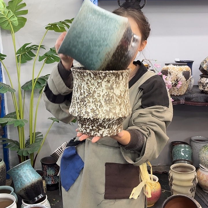 19×21 -粗陶花盆有孔-买买买