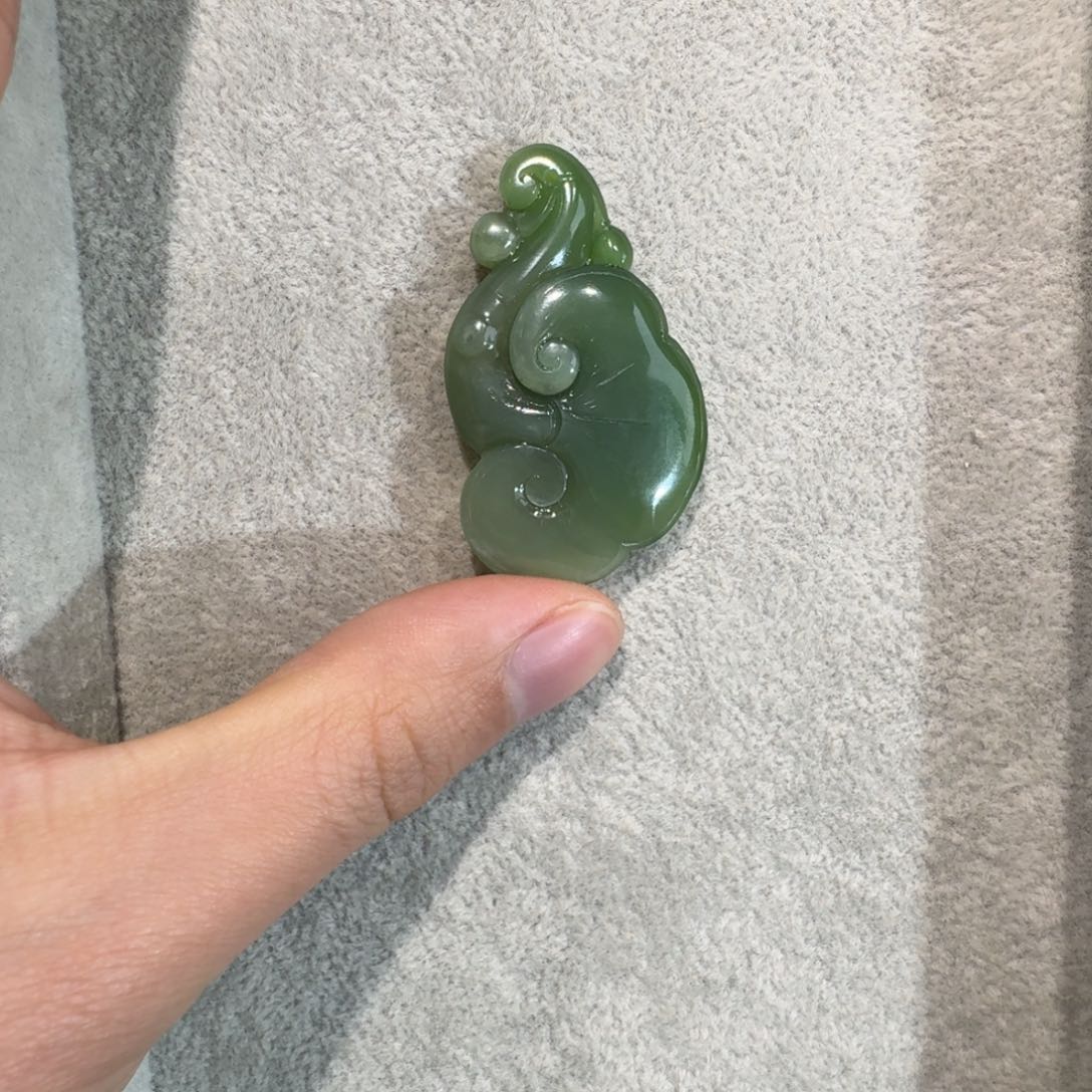 和田玉（碧玉）未镶嵌吊坠(赠链)50如意