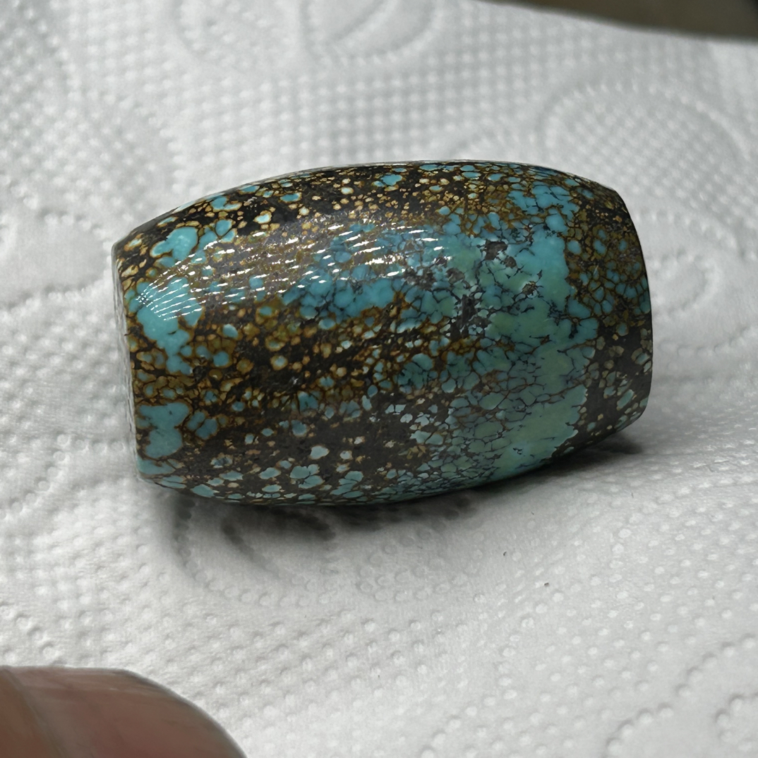 3彩桶珠，19×29，18克绿松石