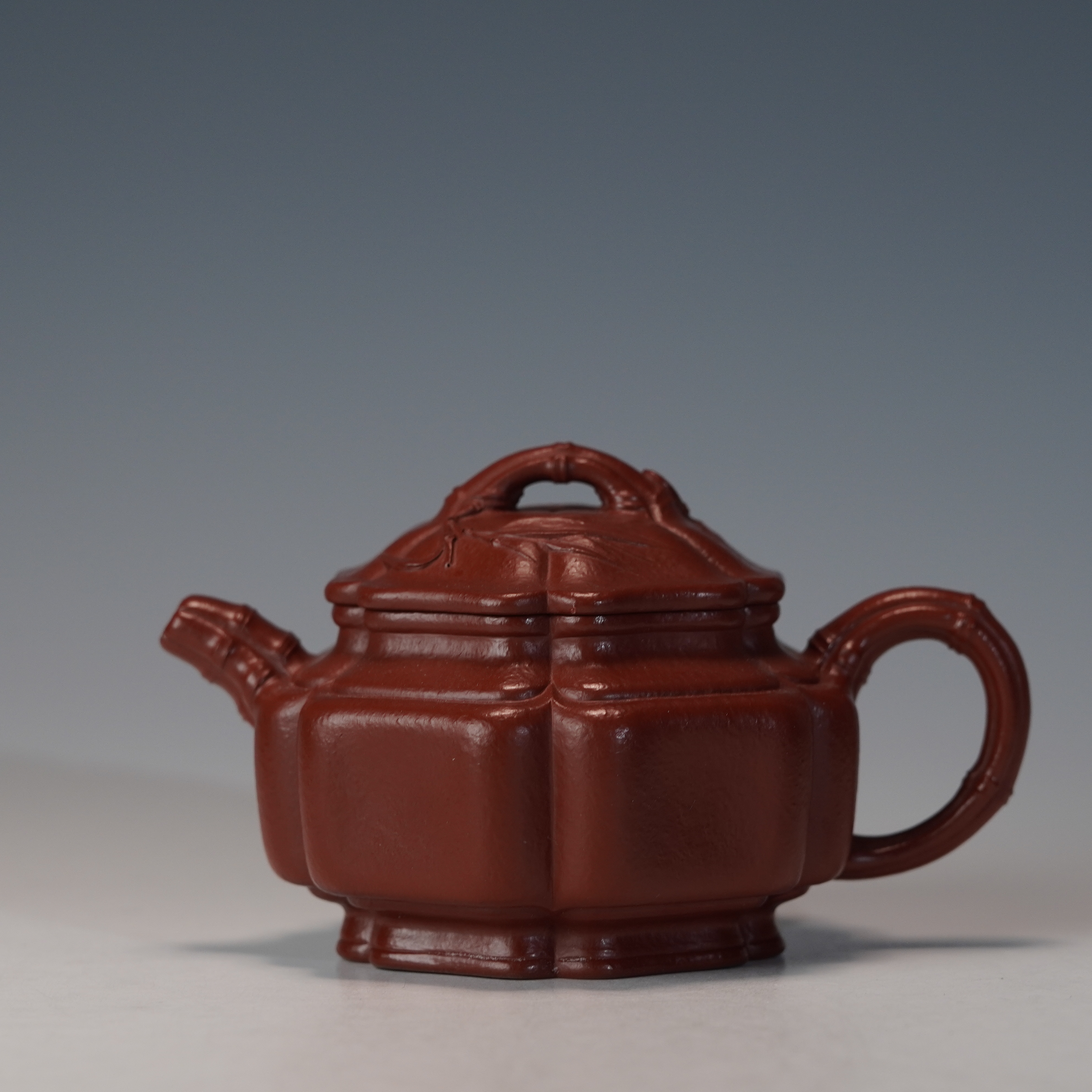 lot.22987 雷罡 朱泥六瓣竹鼓壶 160cc