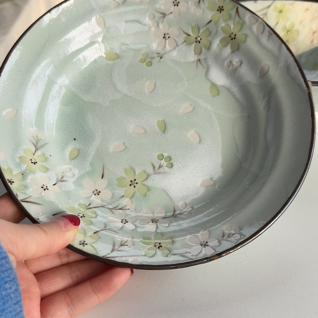 瓷片秋樱20厘米深盘