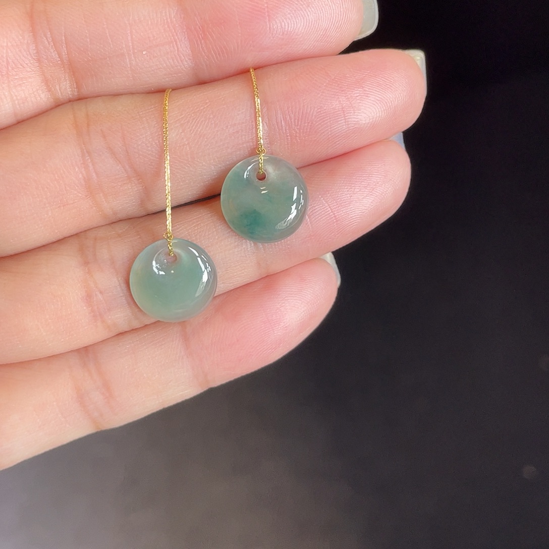 翡翠18K金镶嵌耳饰