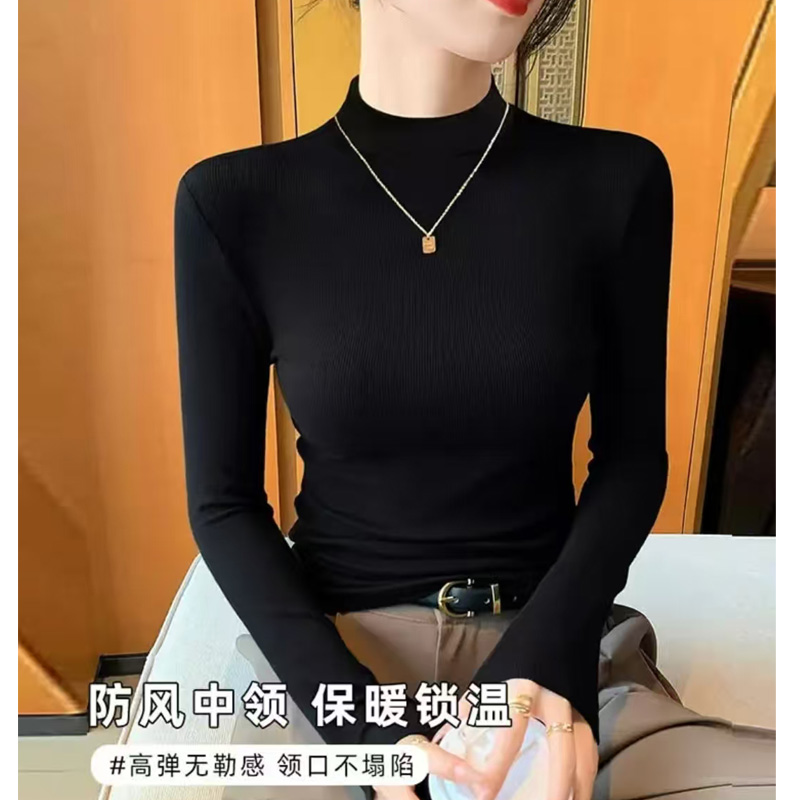 加绒加厚打底衫女内搭高领冬季洋气百搭保暖长袖时尚纯色8167