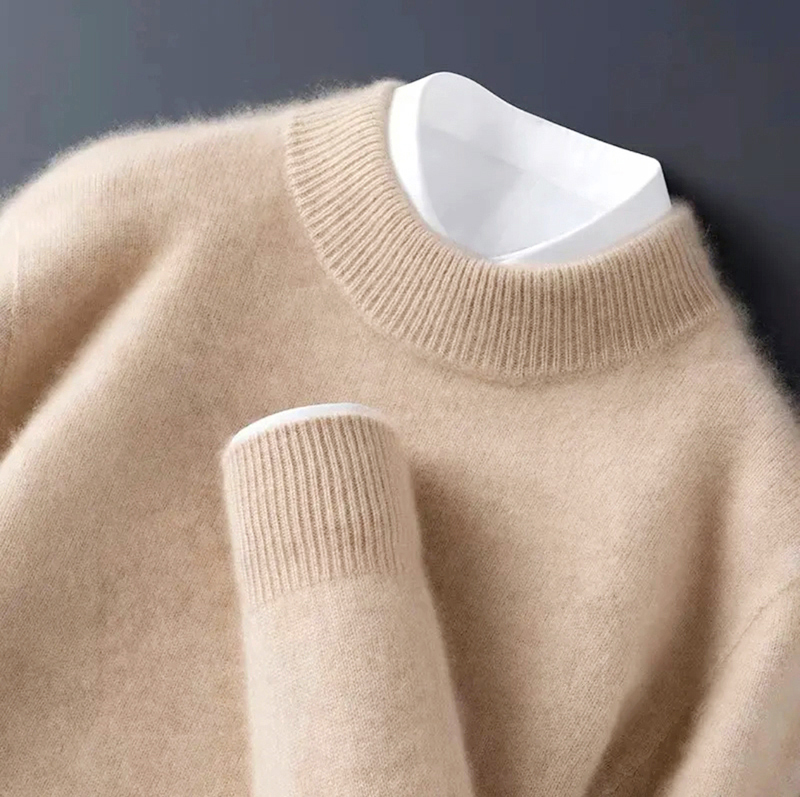 【100%山羊绒380克】针织打底衫厚款羊绒套衫半高领商务风毛衣男士