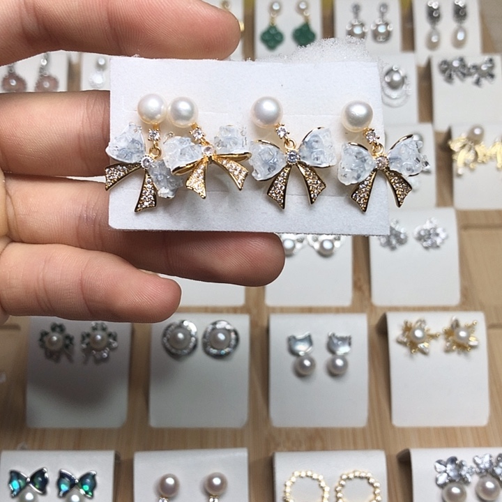 淡水珍珠耳饰银S925镶嵌