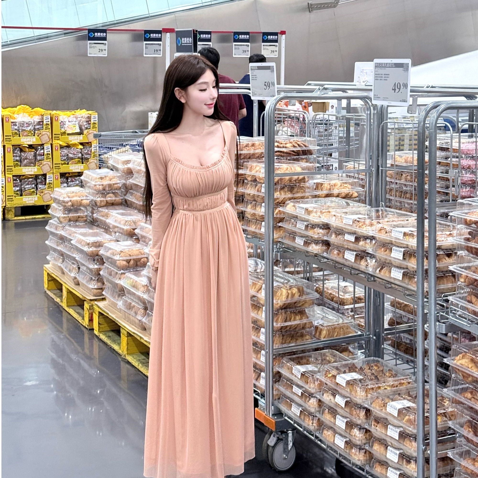 WW定制「柔纱漫舞」气质时尚百搭女士夏季收腰显瘦小众设计感连衣裙