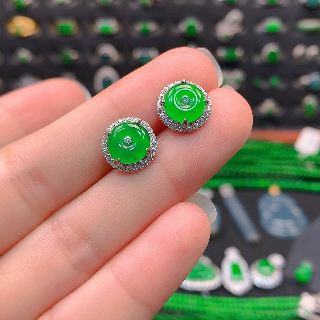 翡翠未镶嵌吊坠(不含链)耳钉